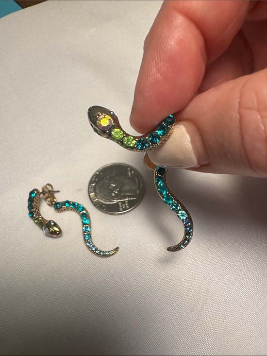 Betsey Johnson Jewelry - Betsey Johnson Teal Aqua & Lime Snake Drop Earrings